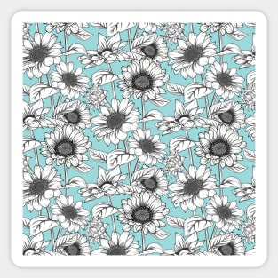 Sunflowers Line Art Pattern Sticker